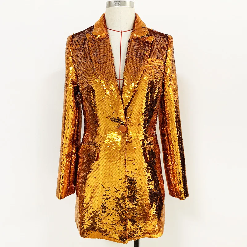 orange sequin blazer