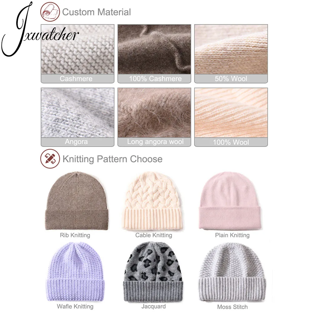 Fashion Women Wholesale Ski Skully Thick Warm Knitted Hats Striped Cuffed  Luxury Wool Cashmere Knit Custom Designer Beanies - China Cap and Hat price