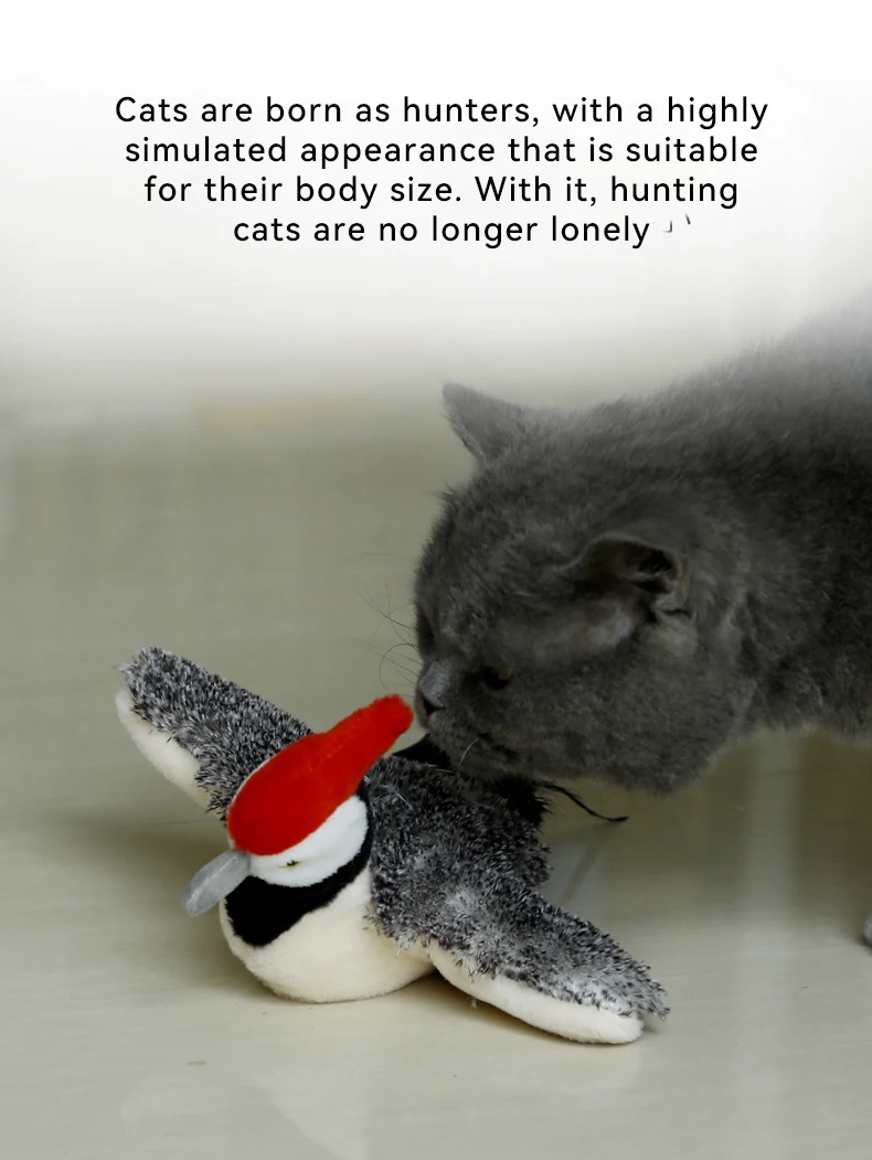 Pet Plush Toy Flapping Sound Shaking Shaking Bird Electric Cat Toy Pet Self High Simulation Fish Swinging wings Bird manufacture
