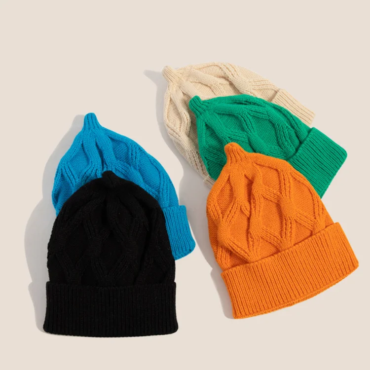 2022 оптовая продажа, разноцветные милые теплые вязаные детские шапки Добби, детские шапки