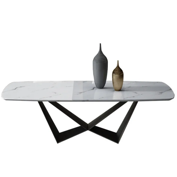 Luxury Modern Kitchen Dining Tables Rectangular Square Shape Artificial
