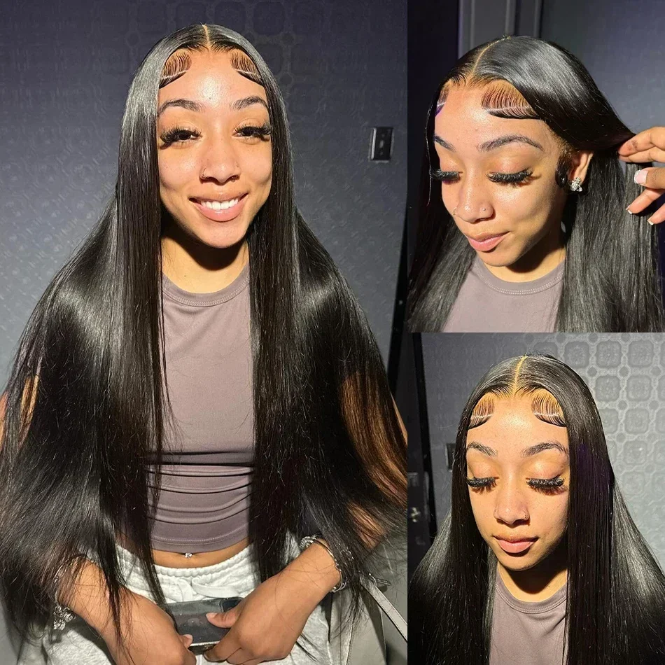 Echthaar Lace Front Perücke Lang Bone Straight Peruanisch Für Damen_voghion.com