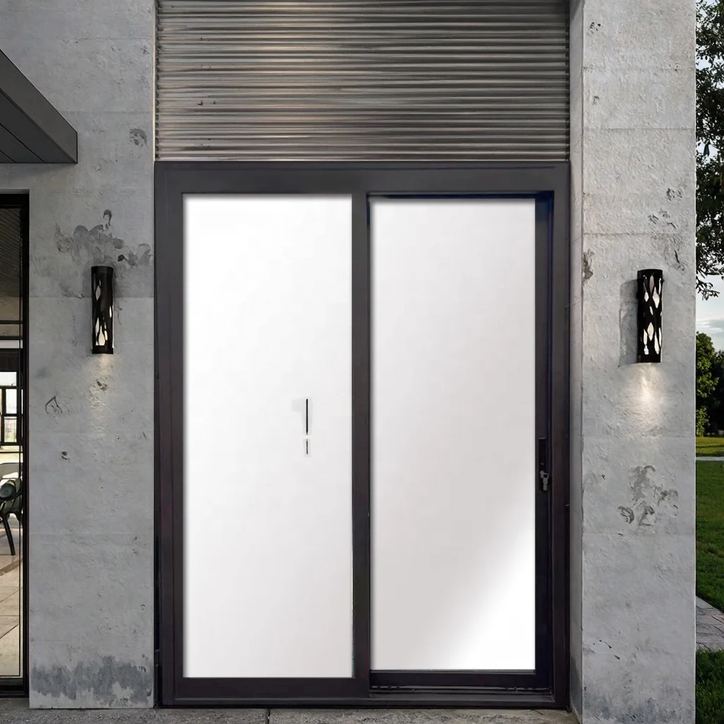 Customized Single Exterior Wrought Iron Door with Two Side Windows Sliding Door Product details