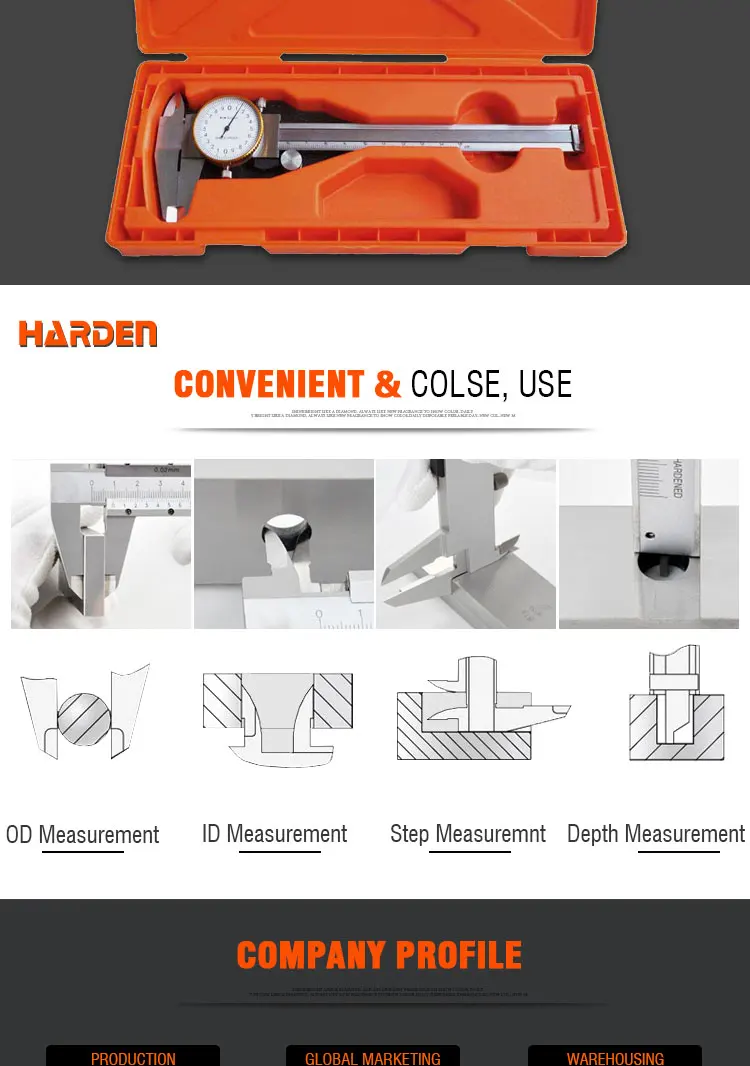 Harden Professional Measuring Tool Custom Stainless Steel Vernier Dial Caliper