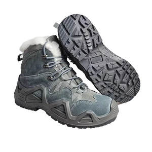 Suede Cow Leather Mid top Work Footwear With Fur To Keep Warm In Winter Anti smash Puncture proof Anti Slip Safety Shoes