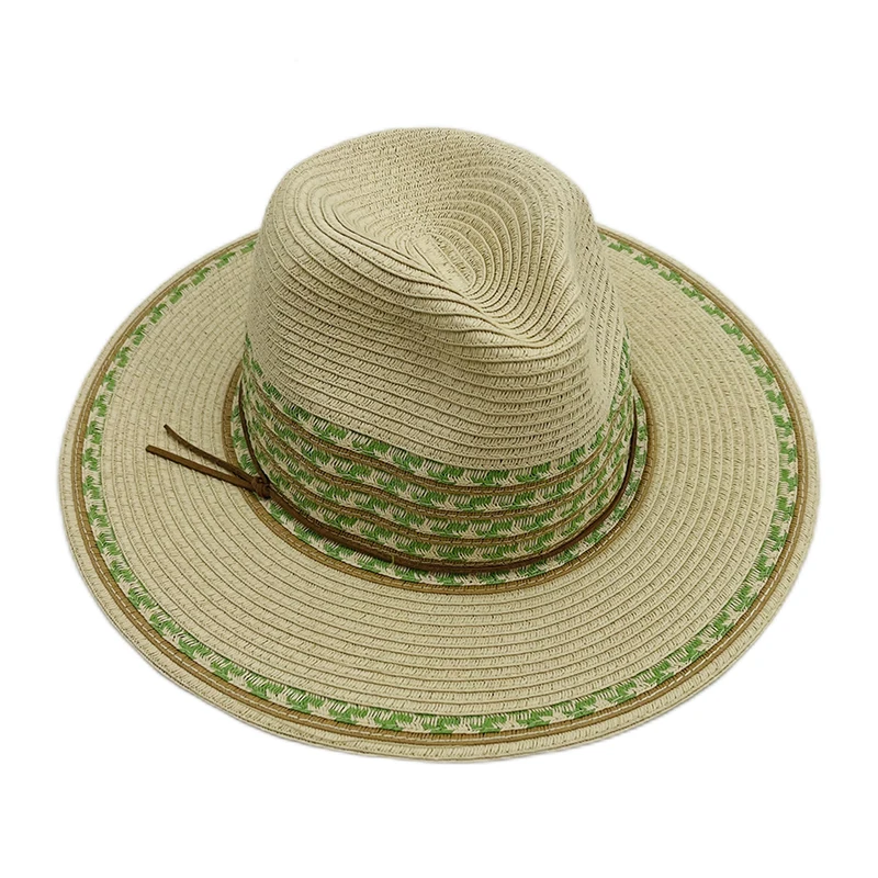 2022 Fashion Basic Style Straw Hat Custom Logo Plain Color Beach Panama Fedora Hat Women Paper