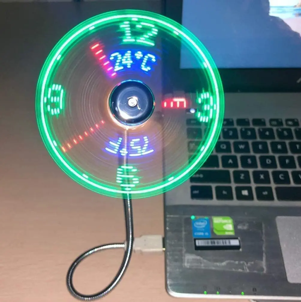 New USB Clock Fan with Real Time Clock and Temperature Display Function Cool Gadgets Products for Laptop PC Dropshiping