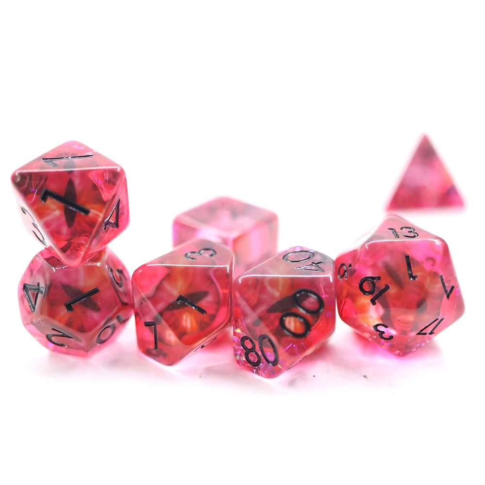 Conxunto de dados Dragon Eye personalizados translúcidos, de espiral sólida, quente de venda, poliédricos de resina para xogo DND RPG