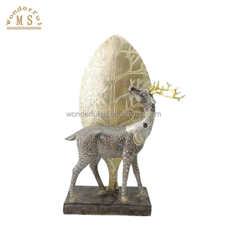 customized resin anime sika deer Figurines poly stone animal sculpture figure souvenir gifts for Christmas home decor