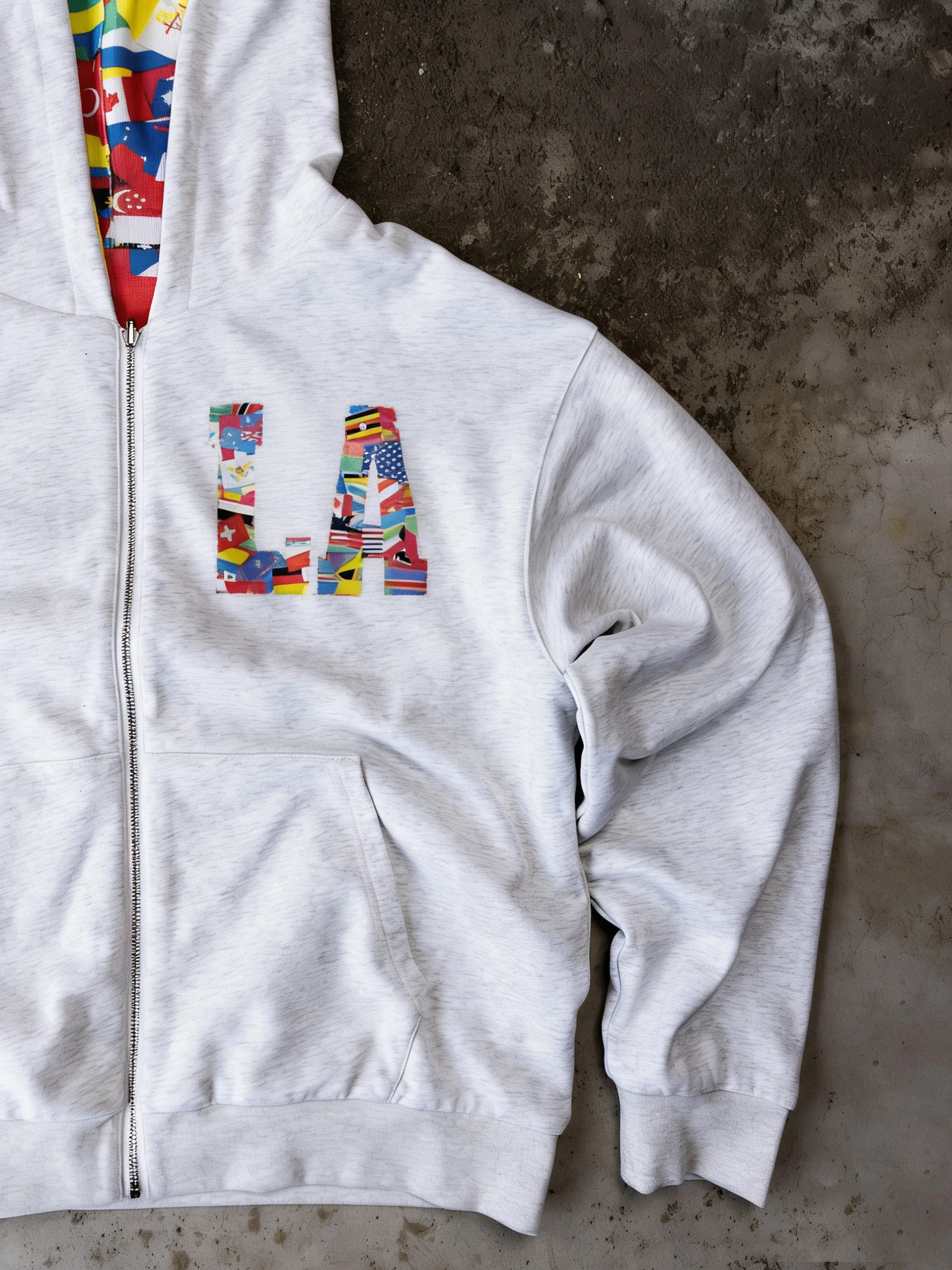 Custom Dtg Print French Terry Cotton Boxy Fit Jacket All Over Print Waffle Knit Inside Thermal Zip up Reversible Hoodie for Men gallery 3