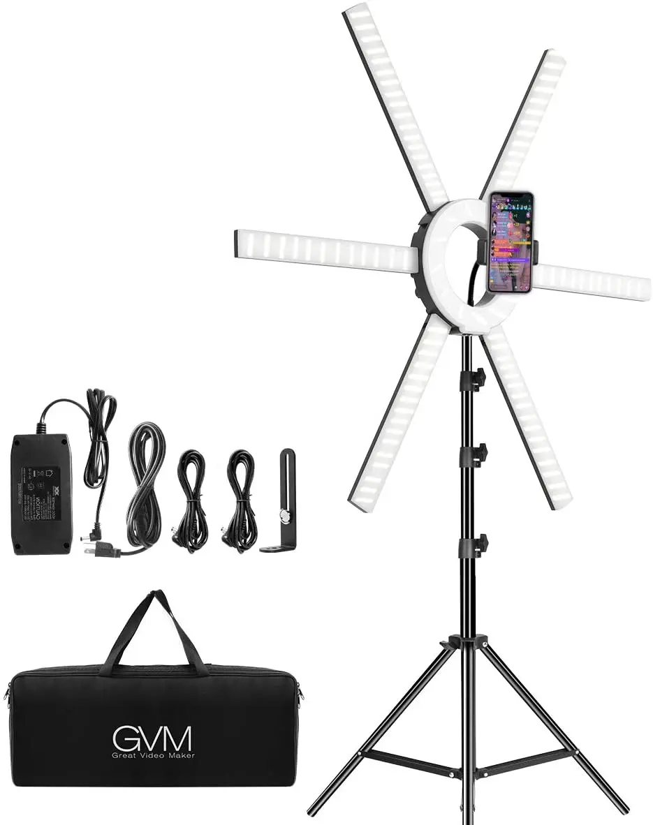 GVM Great Video Maker 600S LED Ring Light, 90W Dimmable Led Video Light Kit With Detachable Light Bars, Photography Lighting Led