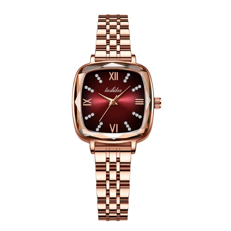 LUSHIKA Rose Gold Watch Women Watches Ladies Creative Steel 