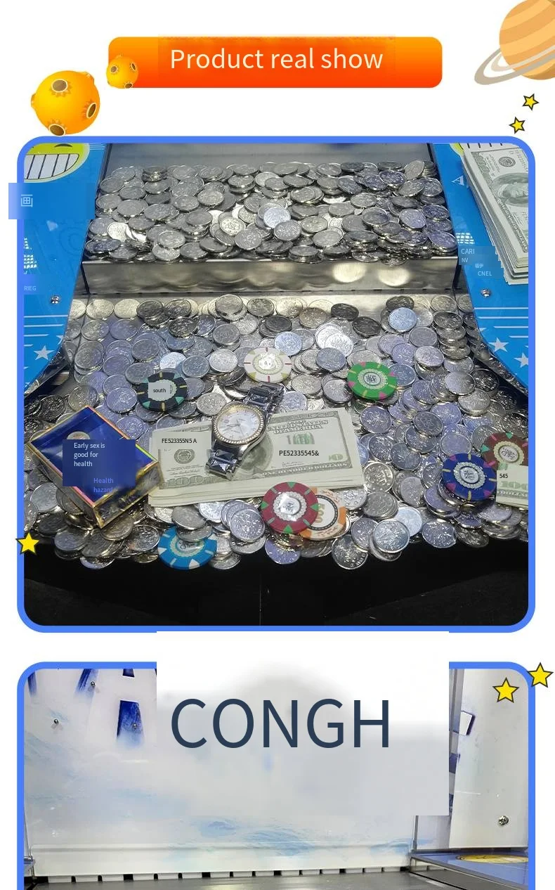 Factory Direct Sales Single Coin Pusher Machine with Stop Button Coin Pusher Arcade With Bill Changer Machine