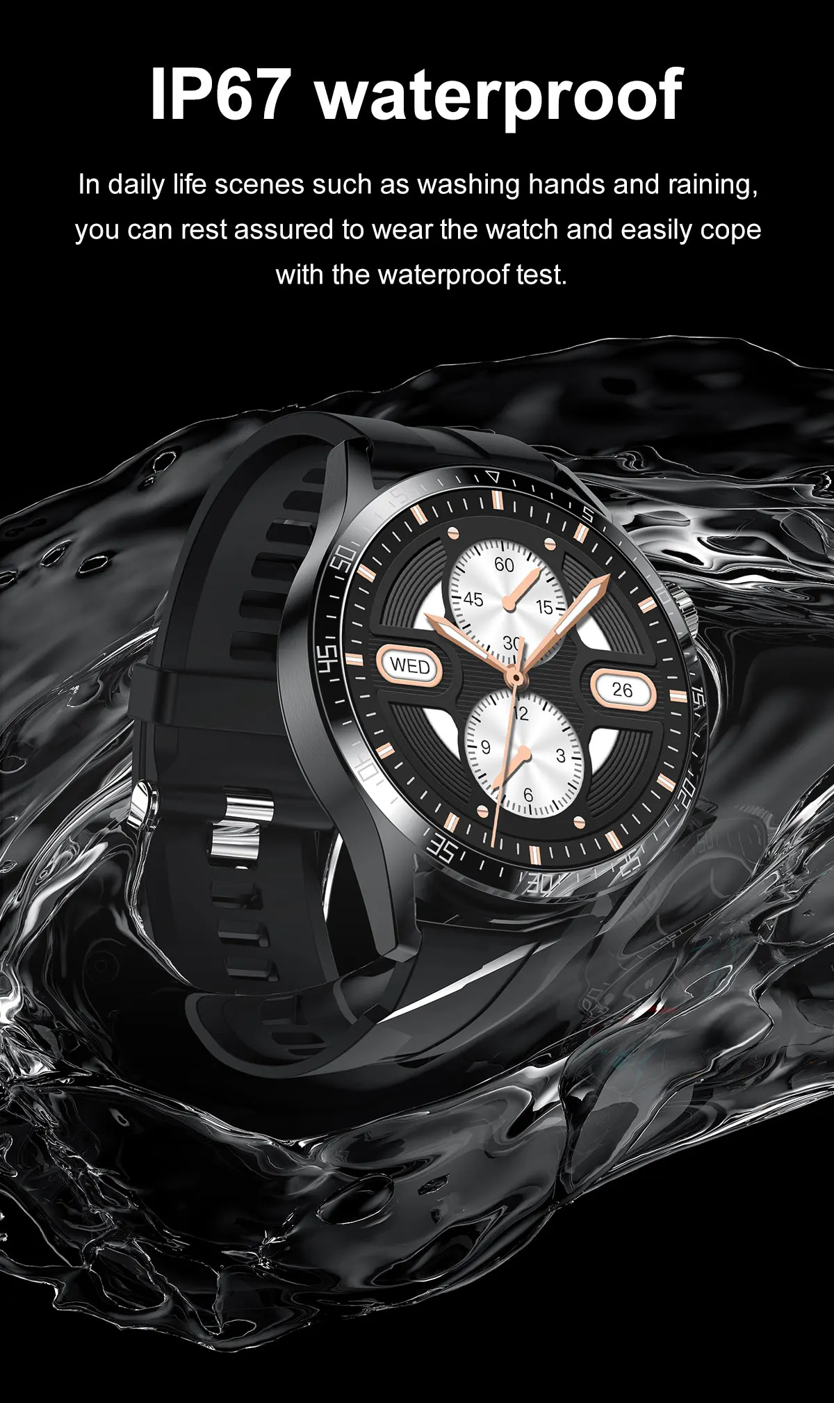 Montre connect&eacute;e Kalobee SK37 1,53 pouce avec Bluetooth, appels, intelligence artificielle vocale, lecteur de musique, NFC, bouton rotatif, &eacute;cran toujours allum&eacute; et chargement sans fil.