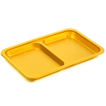 Wholesale Customization Disposable 2 Compartment PP/PE Black Plastic Meat Tray