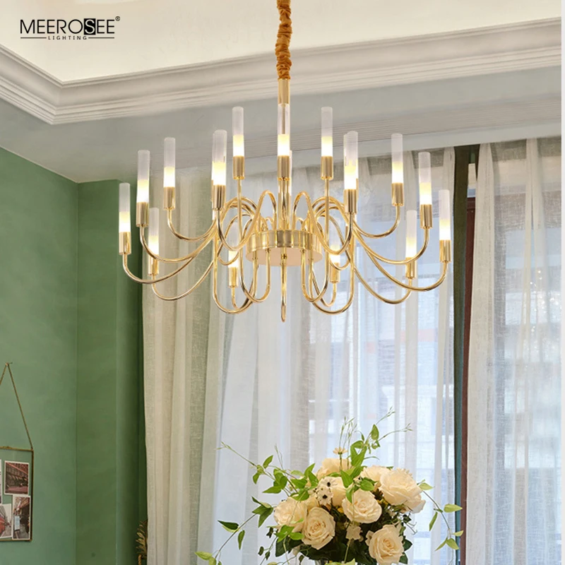 Meerosee Bamboo Light Chandeliers Gold Plated Iron Chandelier Lustres Modernes Contemporary Lighting MD86811