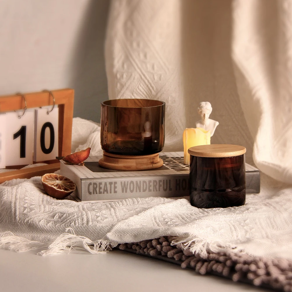 Wholesale Custom Colored Empty Geo Cut Candle Vessels With Glass Lid