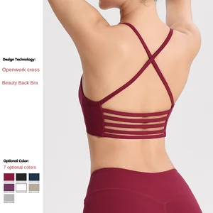 Women's Sleeveless Pullover U-Neck Sports Bra Yoga Running Fitness Suit Beauty Back Crop Top Padded Design Active Print Spandex