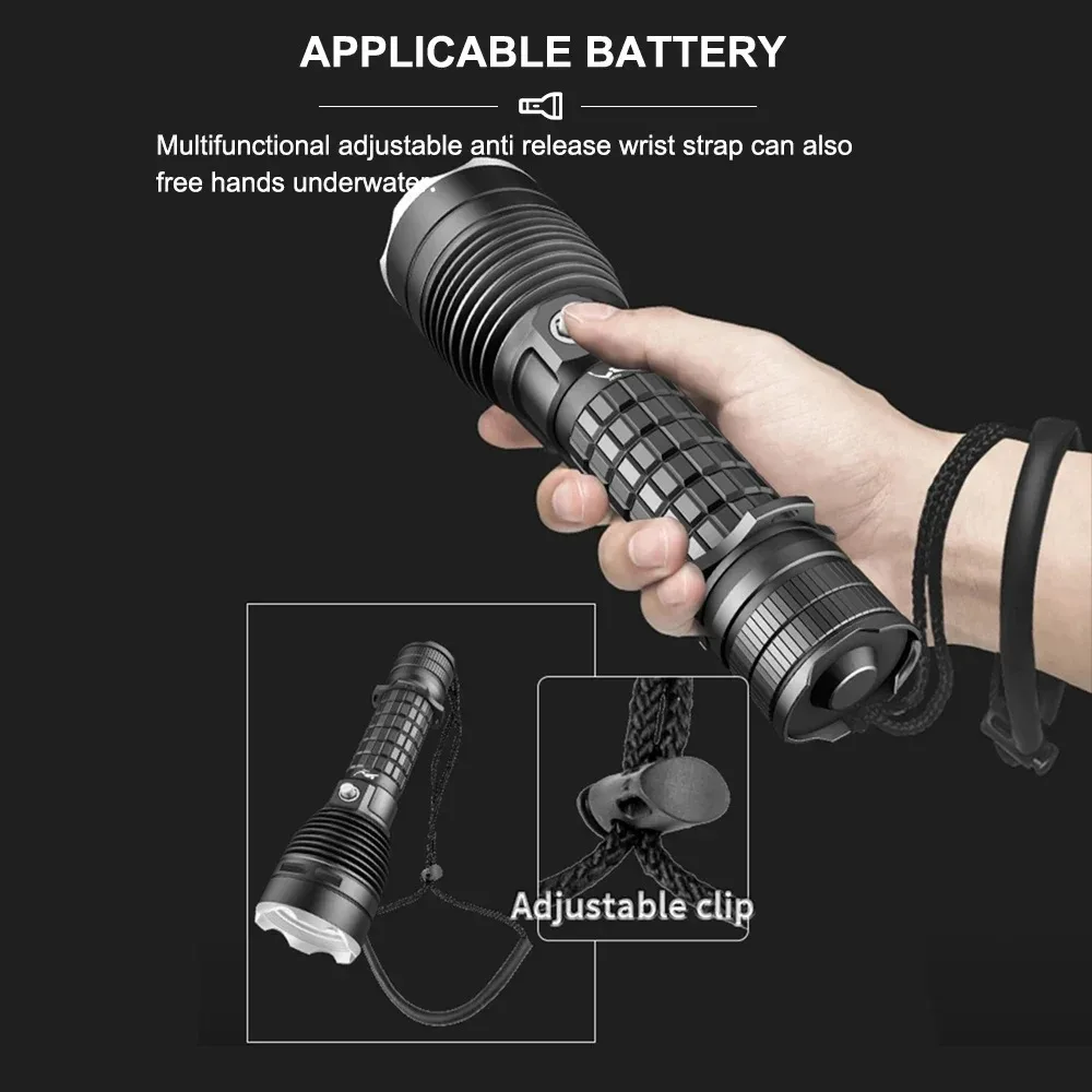 Super Bright XHP70 LED Diving Flashlight 1500LM Scuba 3-speed Push on Magnetic Switch 18650/26650 Battery Torch Exploration