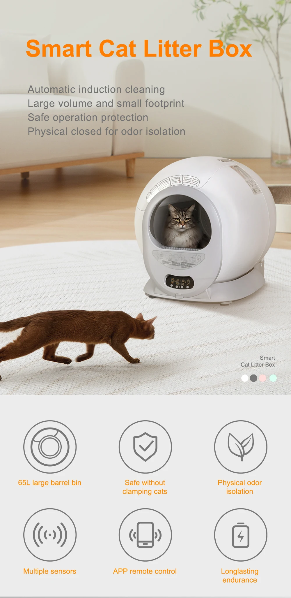 Big Size Litter Box Pet Litter Automatic Box Selfcleaning Litter Smart