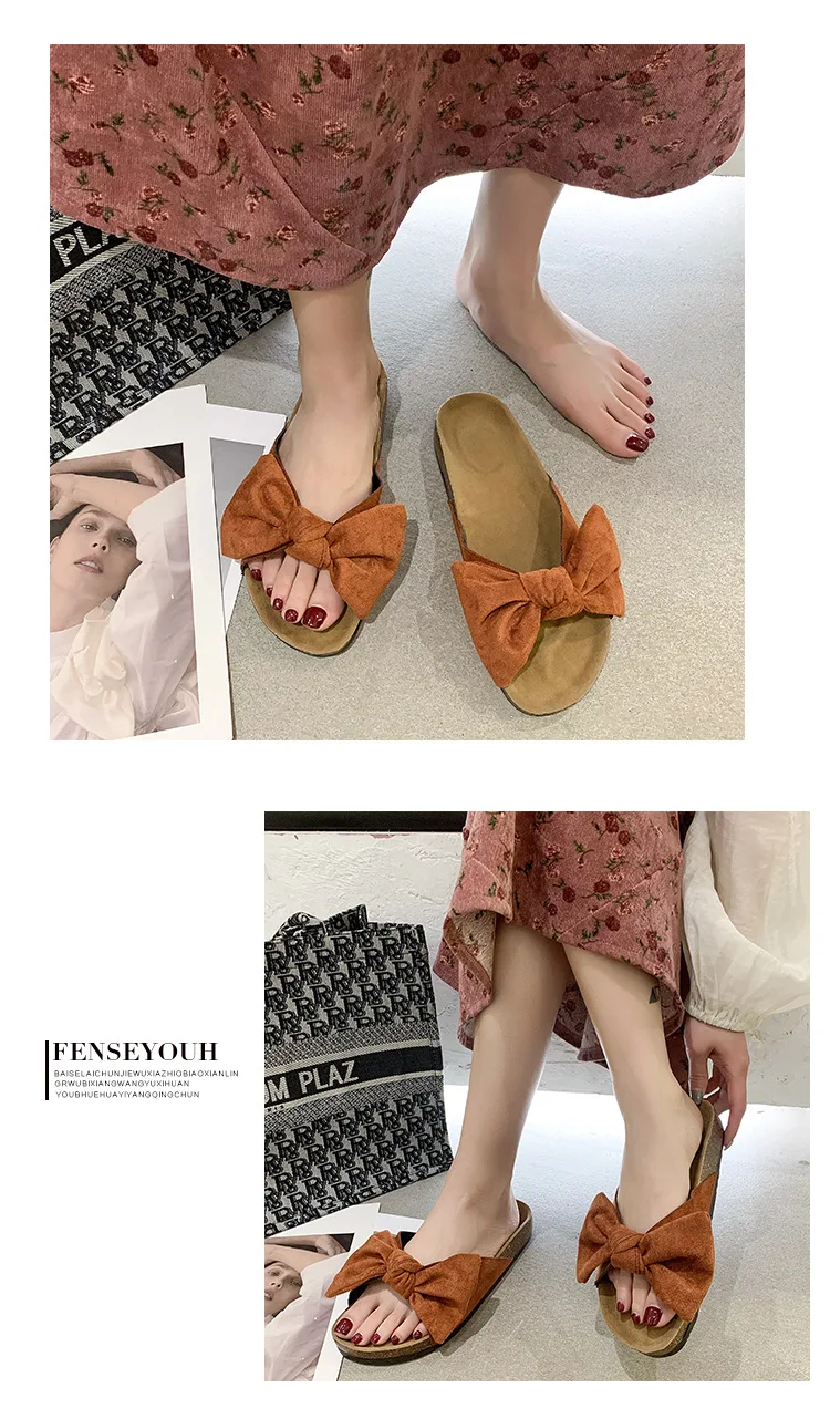 new OEM fancy sandale femme summer flat ladies slides sandals beach shoes women Leopard bow slippers
