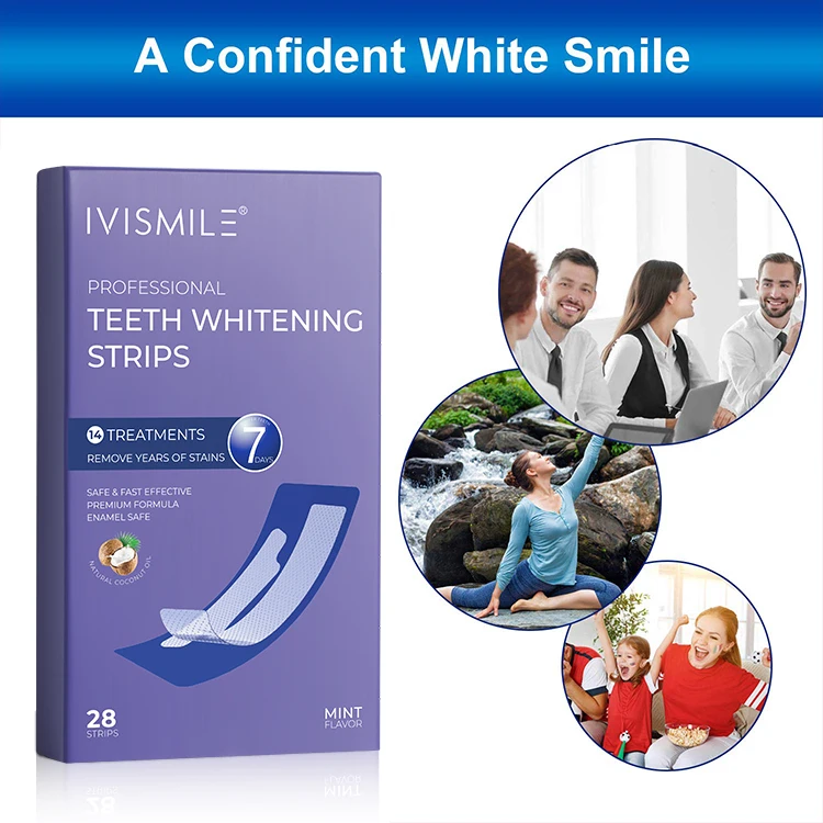 2025 Top New Advanced Remove Tooth Stains Non Peroxide Teeth Whitening Strips With Custom Logo