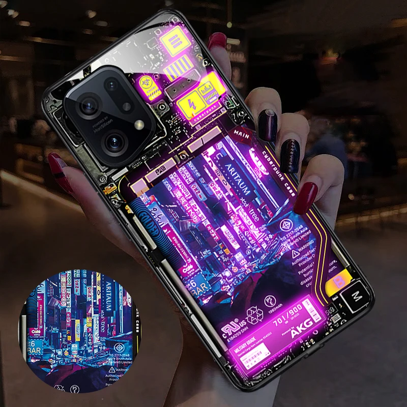 Patterned Luminous Mobile Phone case for oPPO Fine X5 Pro Reno7 6 5 Pro Realme OnePlus Smart Light Phone case