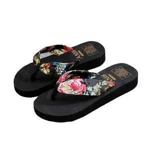 Summer Ethnic Style Herringbone slippers Women's Casual Lame Heels Beach Sandals Bohemian Satin Ribbon Flip Flops