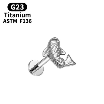 G23 Titanium 16G Piercing Ear Studs Fish Style Screwback Earrings Stud Tragus Cartilage Helix Conch Lobe Piercing Jewelry
