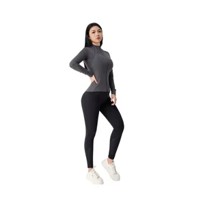 Wholesale Cheap Price Stand up Collar Yoga Jacket Zip up Jacket and Leggings Set Women's Gym Clothes Kit Women Gym