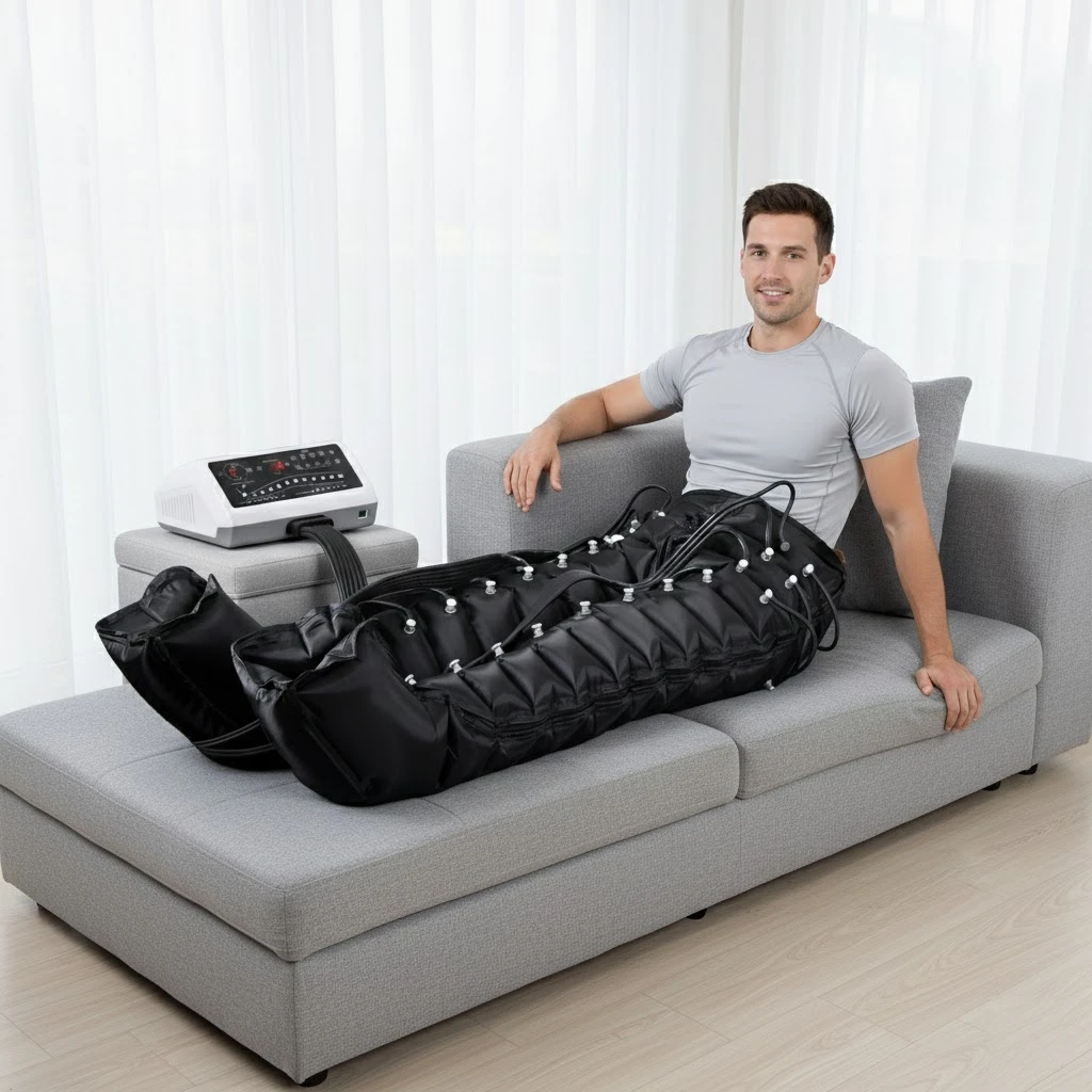 Máy massage hồi phục thể thao mới 12 buồng khí nén cho hông và cả chân