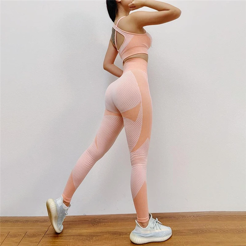 Women  2 Piece Set Sportswear Compression Sports Bra And Gym Seamless Leggings Leggings Sets For Women