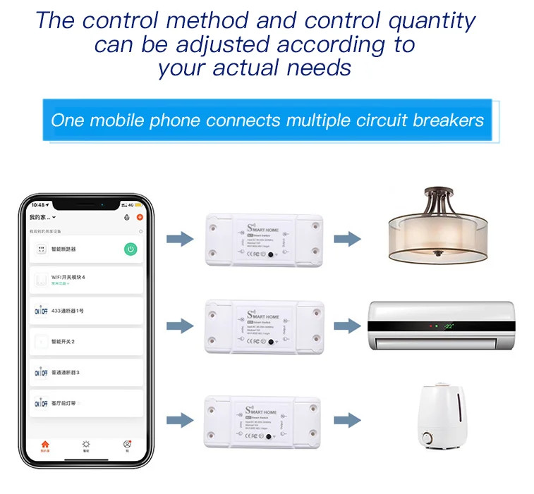 LEDEAST DS112B Intelligent Alexa Google Assistant Voice Control  Wifi Relay Switch  with Tuya Module Remote Control