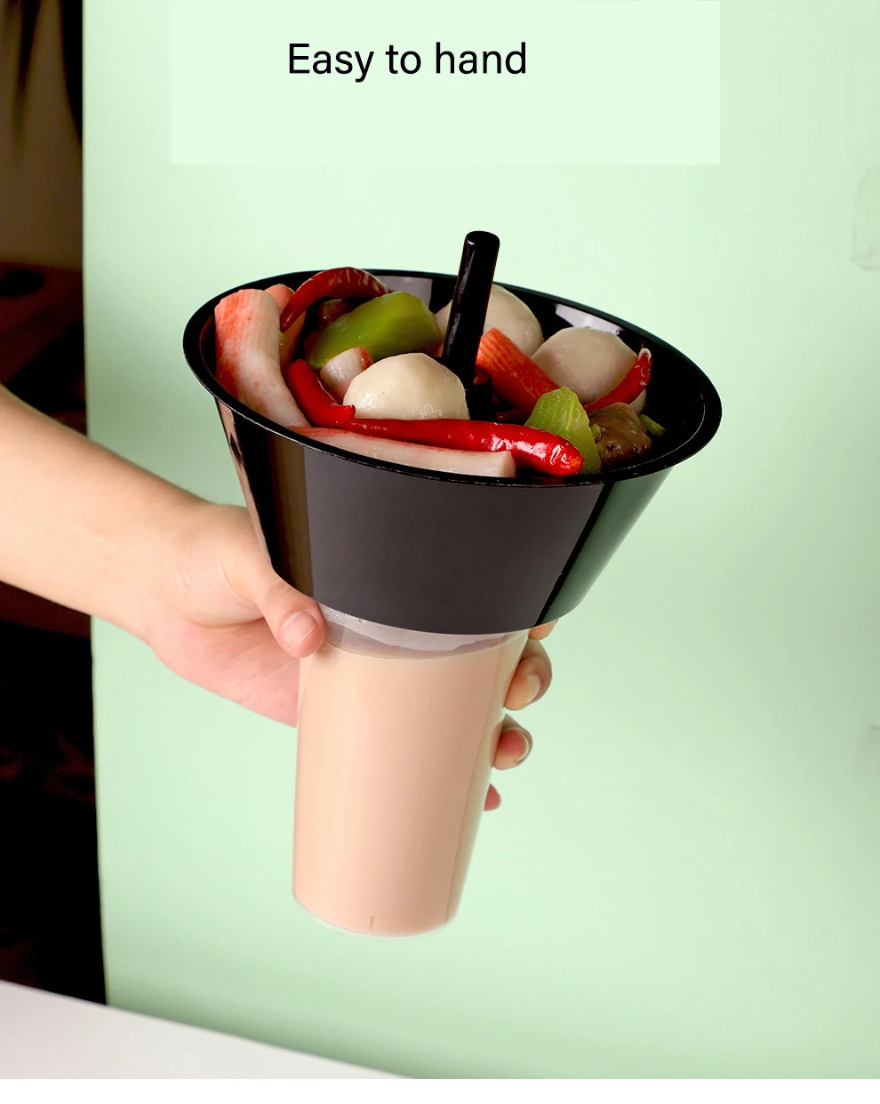 XYA Disposable Take-out Fried Chicken Fruit Salad Snack Tray with Lid And Drinking Milk Tea Cup Plastic PP Cup with Straw factory