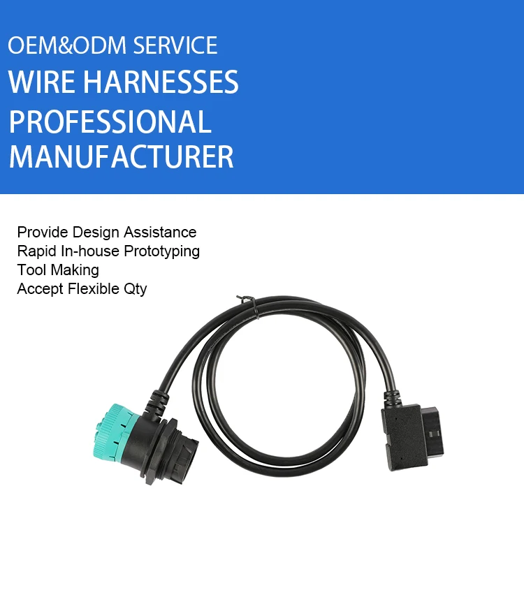 product factory custom j1939 9pin male to female obd obd2 obdii 12v 24v connector cable harness diagnostic tools-3