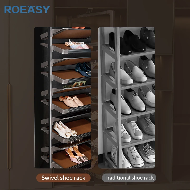ROEASY Bedroom Closet Wardrobe Soft Closing Rotating Shoe Holder Revolving  Shoe Rack Storage Organizer