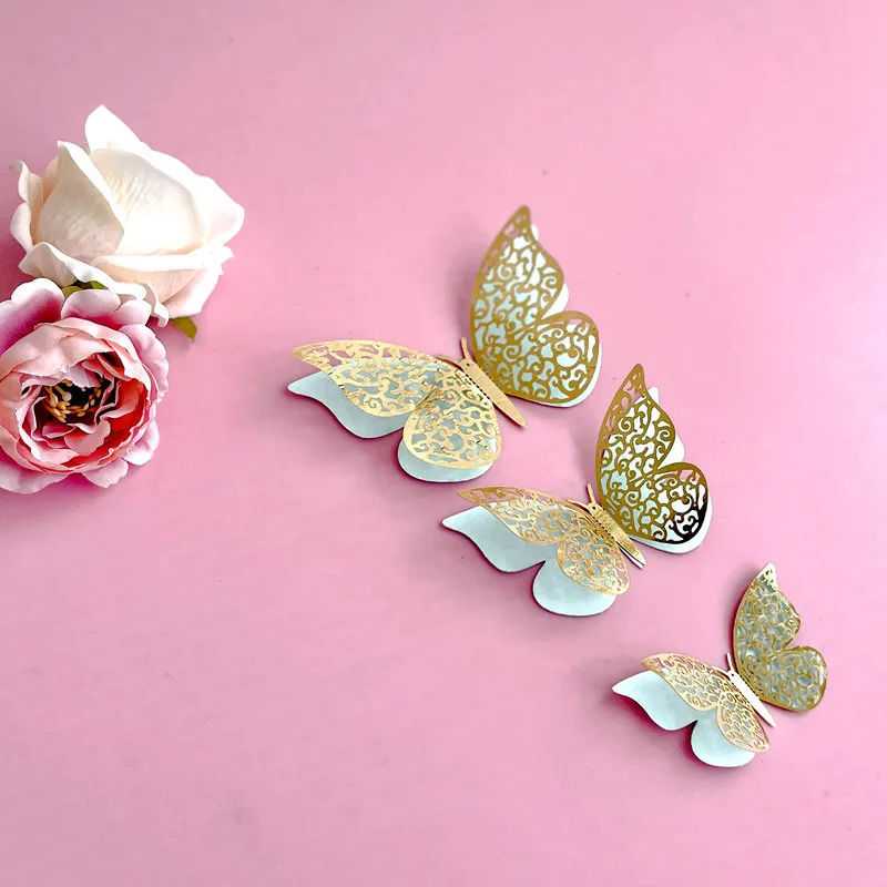 Double Layer Butterfly Cake Toppers Princess Girls Wedding Happy