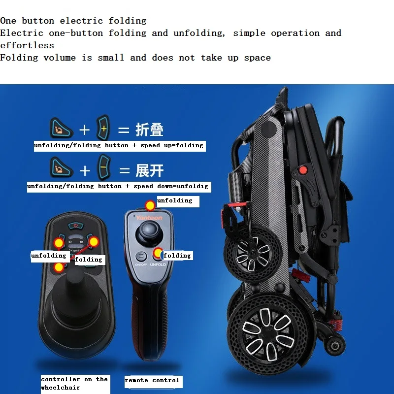 Most Popular Travel Product Lightweight Foldable Electric Wheel Chair for Handicapped/Elderly Lithium battery-BZ- XWED02 factory