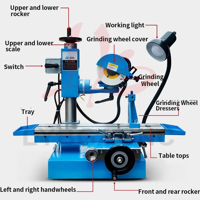 Multifunctional Universal Tool Grinder Small Surface Grinder GD-600 Grinds Turning Tools Hobbing Knives Reamers 280V/380V/550W