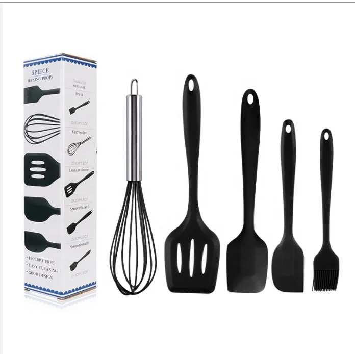 Kitchen Utensil Set Set Of 5 Kitchen Utensils And Kitchen Utensils (egg  Whisk + Spatula + Large Spatula + Small Spatula + Silicone Brush