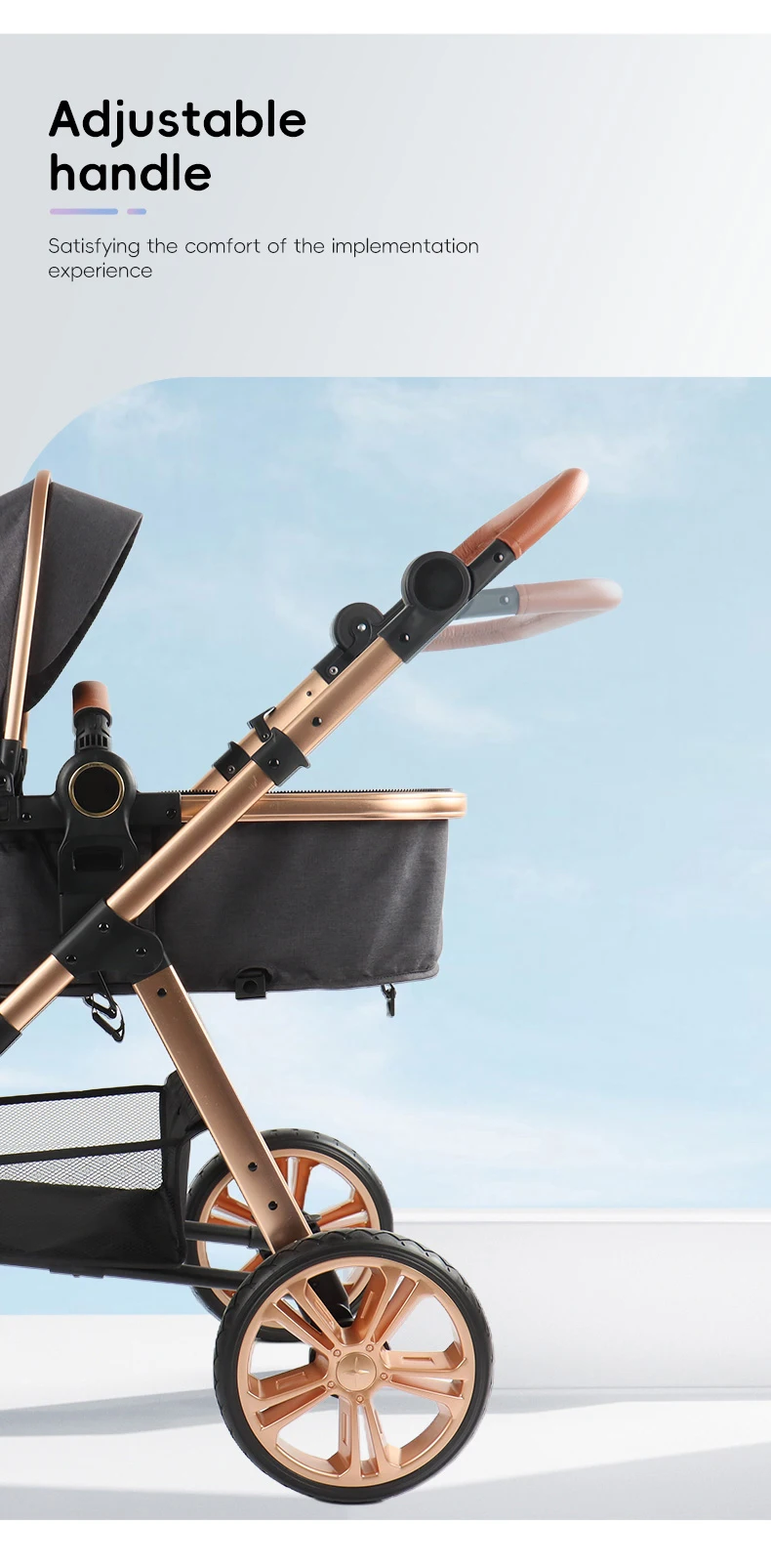 3-in-1 Baby Stroller Folding Infant Newborn Pram Stroller with Reversible Seat - Toddler Strollers for 0-36 Months