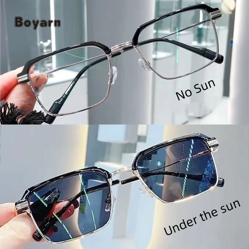 Boyarn Photochromic Anti Radiation Eyeglasses for Men Women