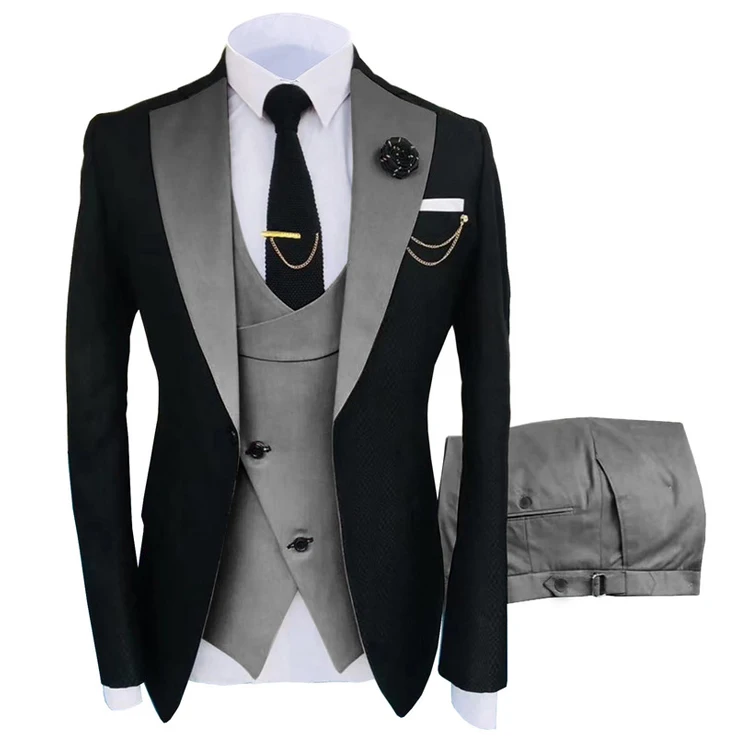 New Grooming Tuxedo Male Suit Boutique Elegant Gentleman Men Clothing 3 Piece Set Luxury aperçu 16