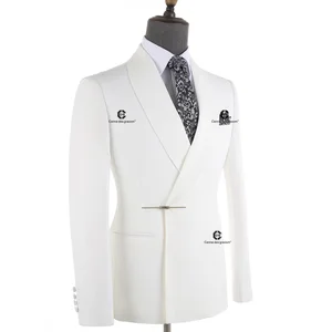 Cenne Des Graoom 2026 New Men's White Suits Metal Side Release Buckle Jacket Pants 2 Pieces Set Wedding Party Dinner Tuxedo