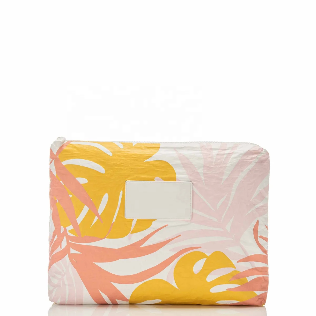 Custom Printing Waterproof Mid Size Tyvek Zipper Pouch Washable 100% Coated Tyvek Bikini Swimsuit Cosmetic Bag