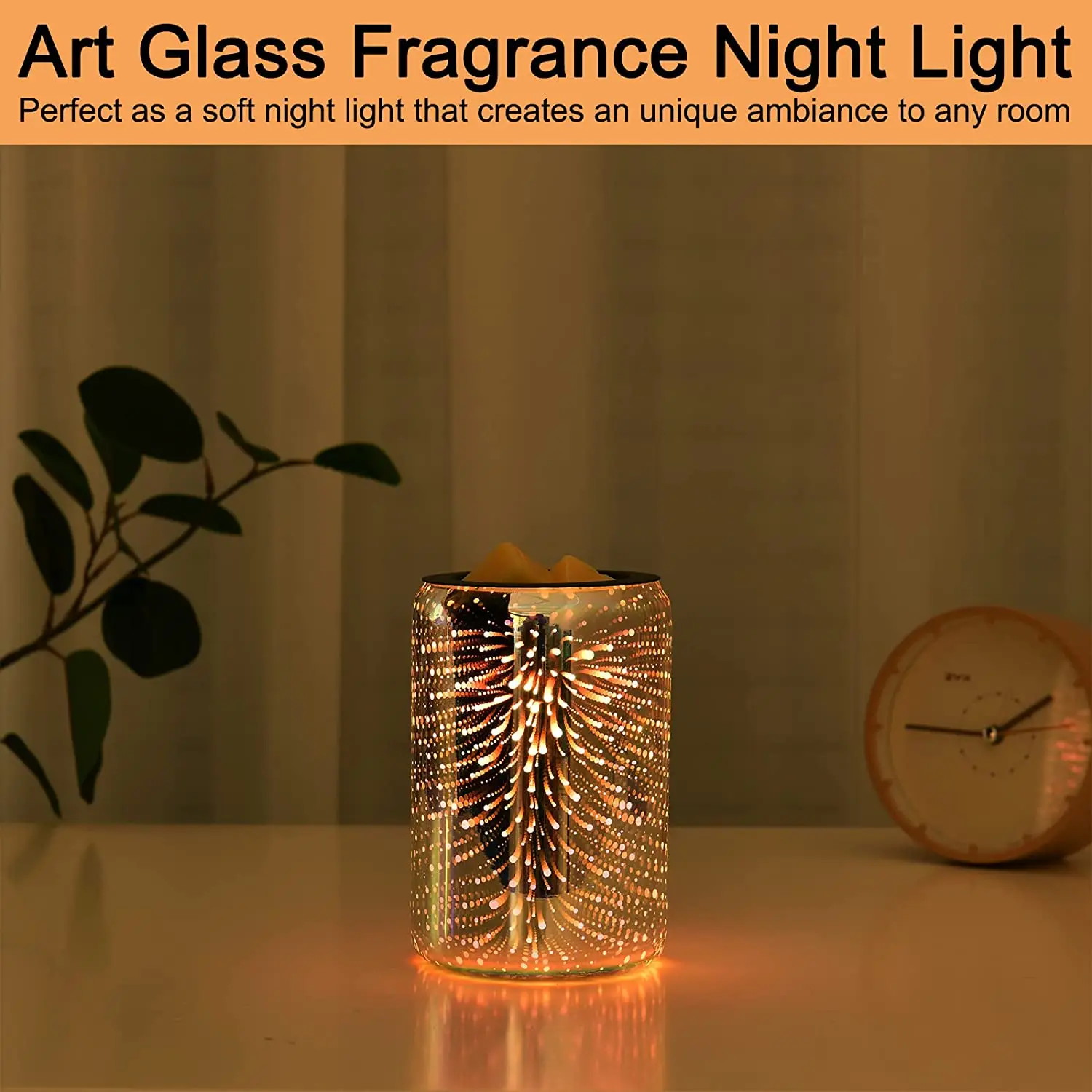 3d Fireworks Glass Electric Wax Melter Warmer Wax Burner Oil Fragrance