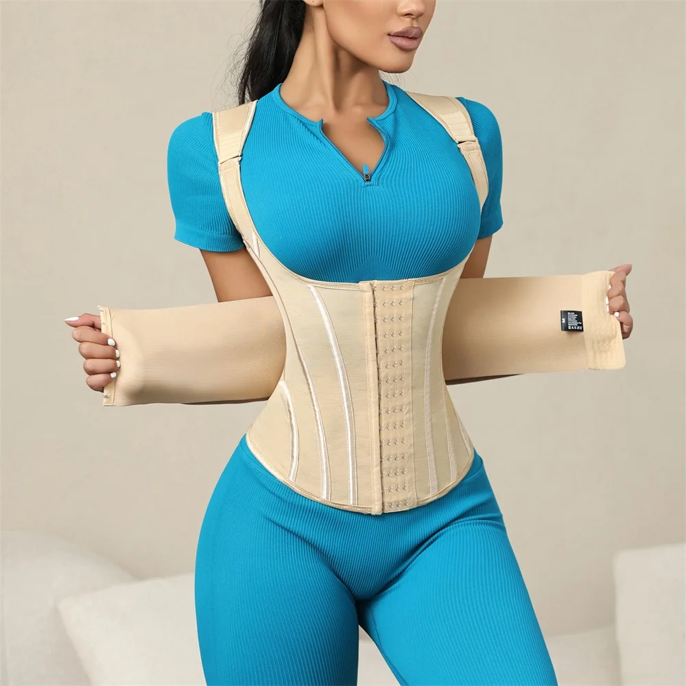 15 Steel Bone Extreme Tummy Control Shapewea Girdle Women'S Corset Entrenador De Cintura Latex Waist Trainer Korset Body Shaper factory