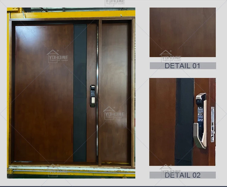 China Top Manufacturer High Quality American Pivot External Security Doors for House Wooden Front Entry Exterior Door