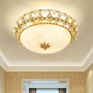 European Style Home Decoration Light Living Room Flush Mounted Crystal Gold Led Ceiling Lamp