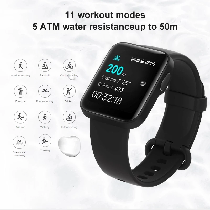 New Xiaomi Mi Watch Lite GPS ATM Waterproof Smartwatch Fitness